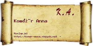 Komár Anna névjegykártya