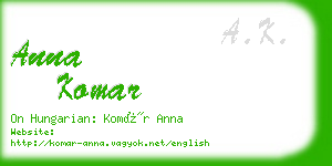 anna komar business card